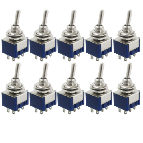 10-Pcs-AC-125V-6A-Amps-ON-ON-2-Position-DPDT-Toggle-Switch-New