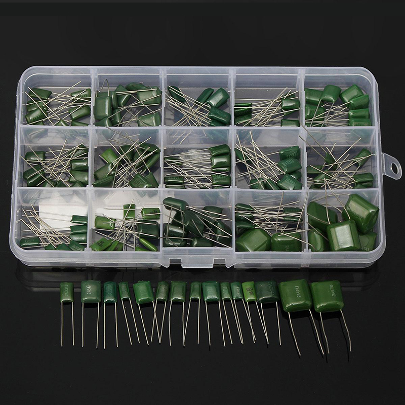 150pcs 100V 15Value Polyester Film Capacitors Assortment Kit Box 0.33nF-470nF